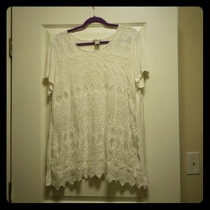 White lace detailed shirt